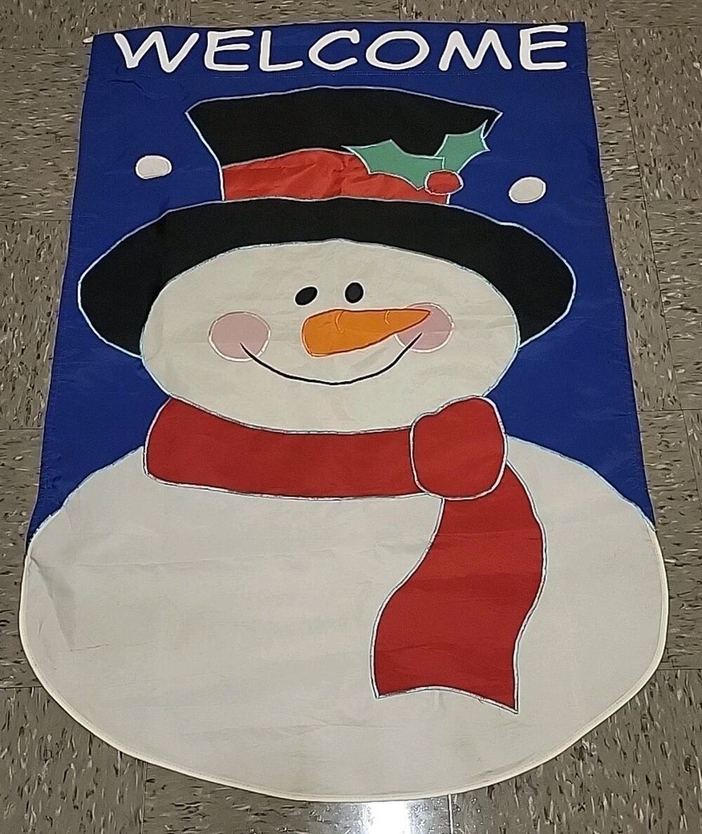 Welcome Yard Banner Frosty the Snowman Christmas Winter Garden Flag 27" x 39"